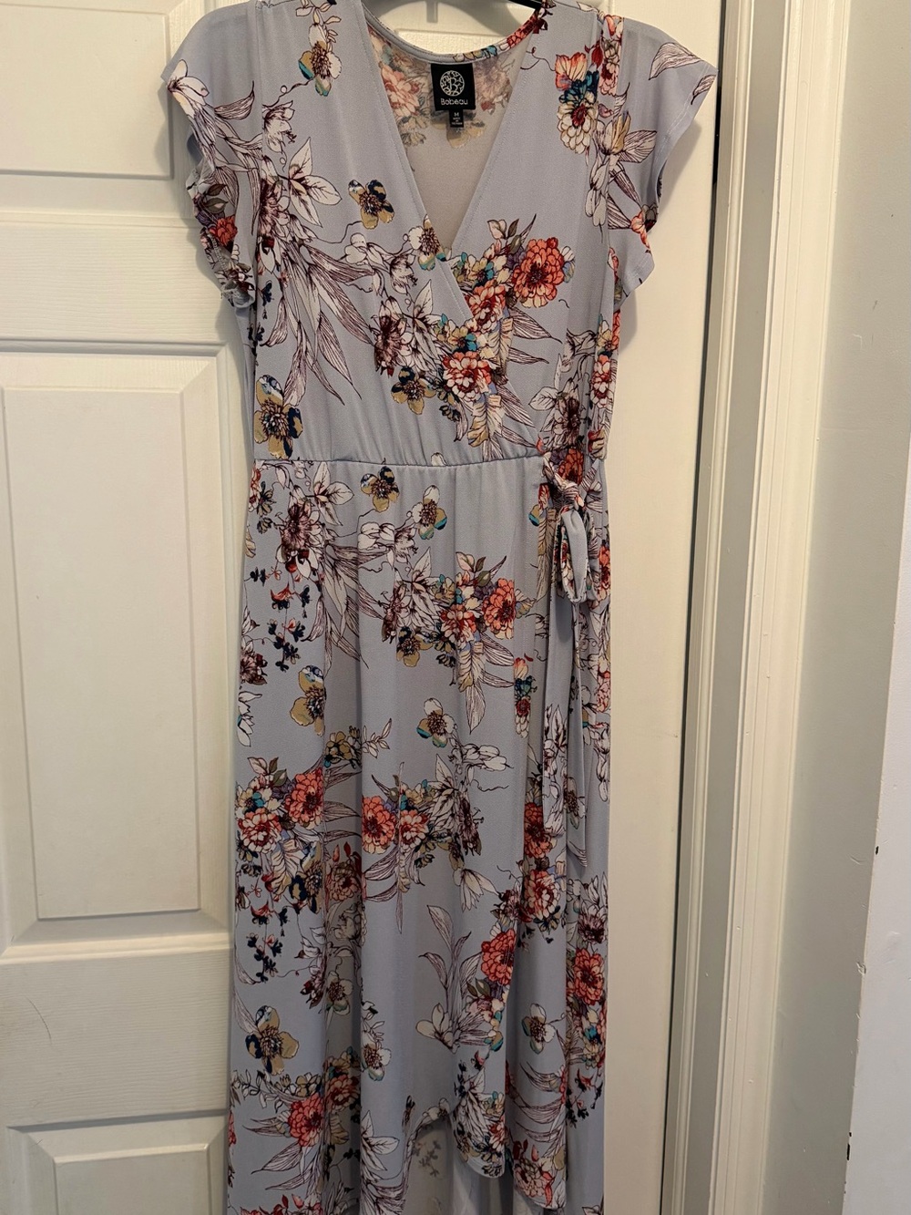 bobeau Light Blue Floral Maxi Wrap Dress